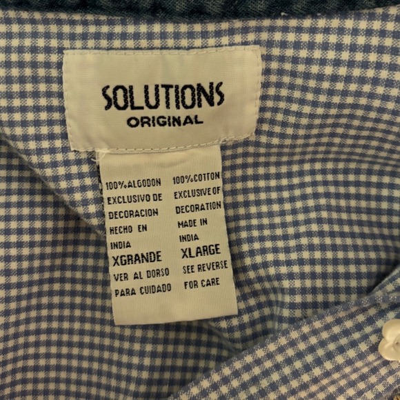 Solutions Original Vintage Embroidered Gingham Button Down CottageCore Size XL - Picture 4 of 10